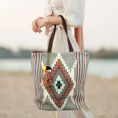 Fashnzfab Handwoven Boho Geometric Aztec Pattern Tote Bag In Multi