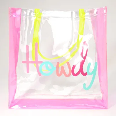Fashnzfab Howdy Message Printed Transparent Tote Bag In Multi