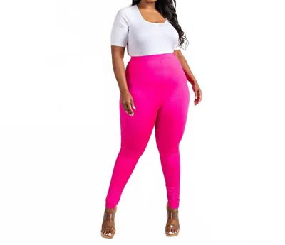 The Curve La Plus Size High Rise Leggings In Fuchsia In Pink