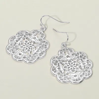 Fashnzfab Metal Filigree Flower Dangle Earrings In Multi