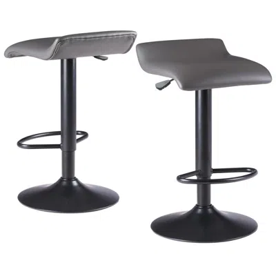 Winsome Wood Tarah Adjustable Swivel Stools, 2-pc Set, Black & Slate Gray