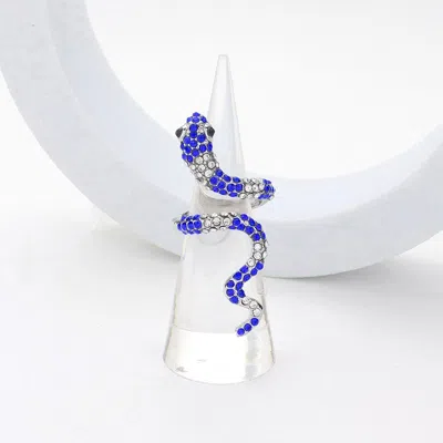 Fashnzfab Rhinestone Paved Snake Coil Ring In Multi