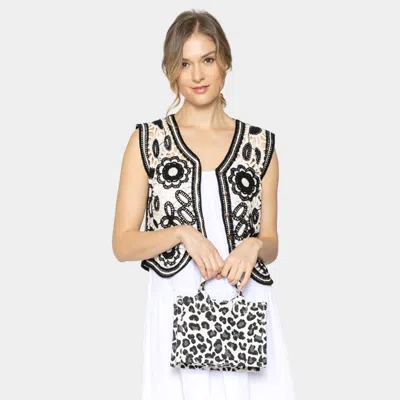 Fashnzfab Leopard Patterned Mini Tote Bag In White