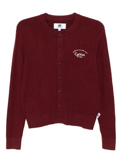 Chocoolate Logo-embroidered Cardigan In Red