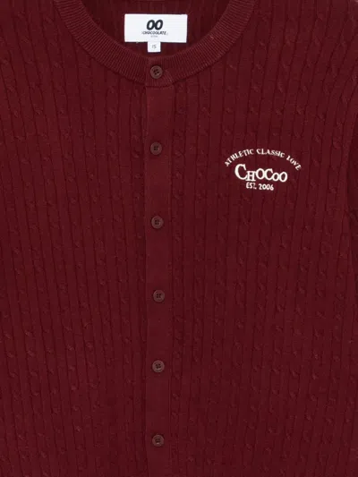 Chocoolate Logo-embroidered Cardigan In Red