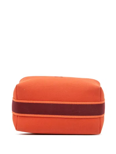 Pre-owned Hermes 2020-2025 Small Canvas Bride A Brac Case Vanity Bag In Orange