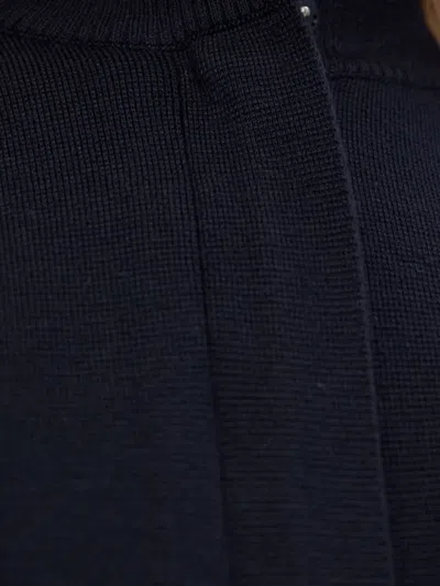 Max Mara Merino Wool Bomber Jacket With High Collar In Blue