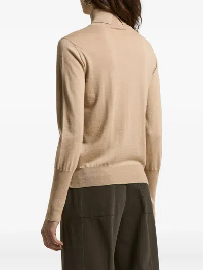 Peserico Roll-neck Glitter-details Pullover In Neutral