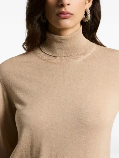 Peserico Roll-neck Glitter-details Pullover In Neutral