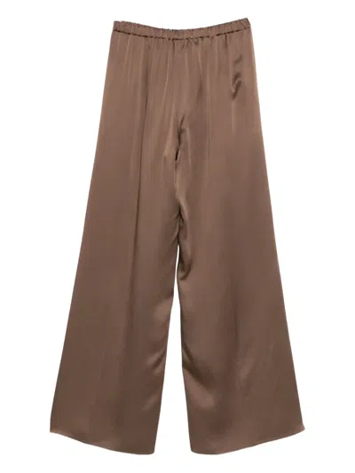 Antonelli Wide-leg Brown Trousers With Minimalist Design In Brown