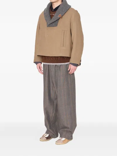 Kolor Checked Drawstring Trousers In Gray