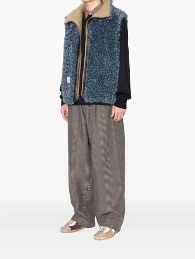 Kolor Checked Drawstring Trousers In Gray
