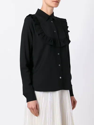 Maison Kitsuné Ruffled Panel Shirt In Black