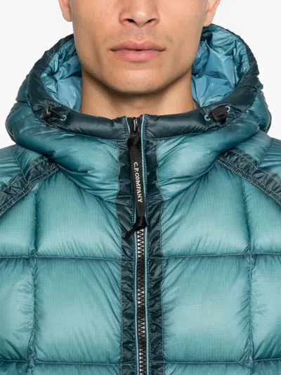 C.p. Company Translucent Lightweight Down Jacket With Adjustable Hood In Blue