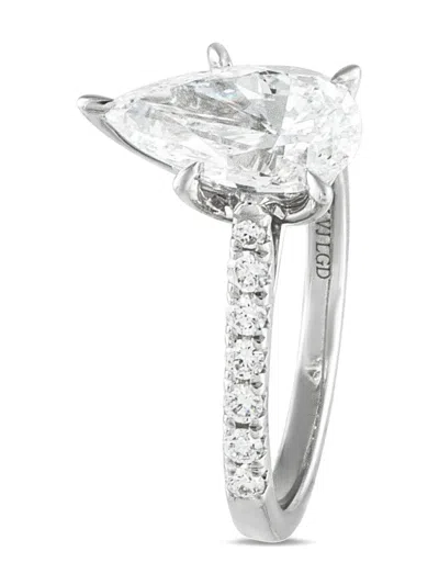 Pre-owned Lb Exclusive 14k White Gold Lab-grown Diamond Ring In Silver