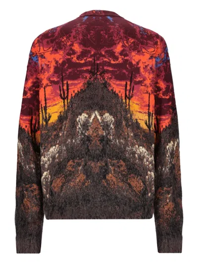 Laneus Patterned-jacquard Sweater In Red