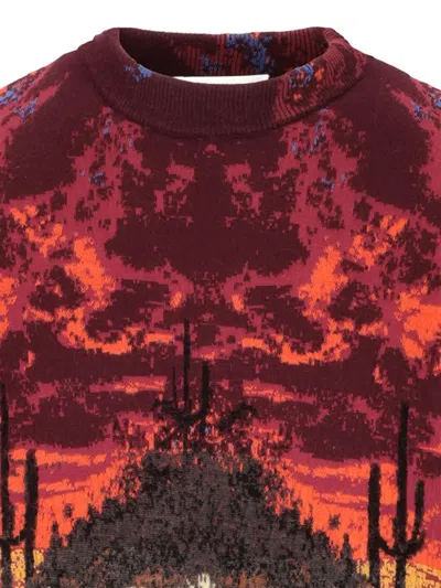 Laneus Patterned-jacquard Sweater In Red