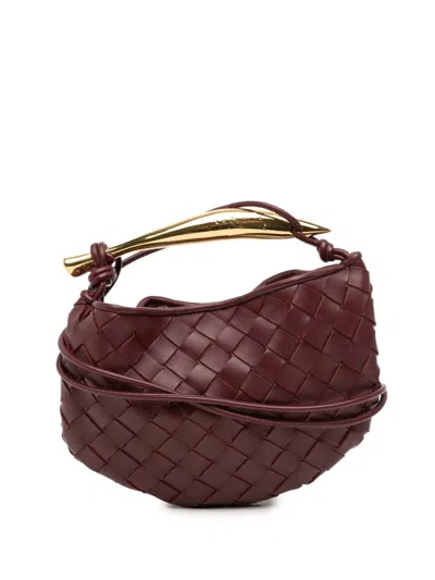 Pre-owned Bottega Veneta 2012-2025 Baby Lambskin Intrecciato Sardine Satchel In Red