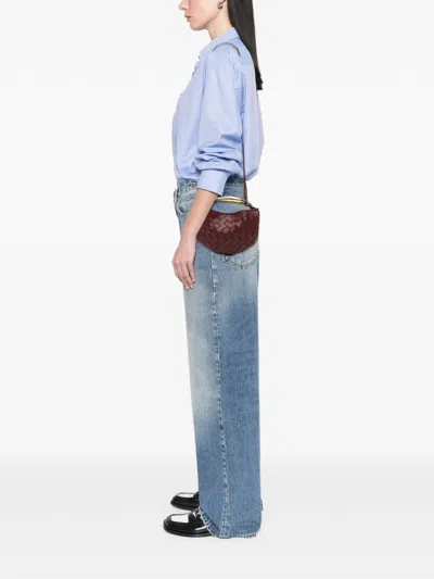 Pre-owned Bottega Veneta 2012-2025 Baby Lambskin Intrecciato Sardine Satchel In Red