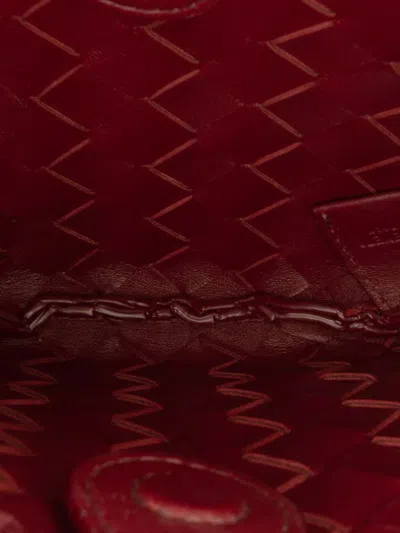 Pre-owned Bottega Veneta 2012-2025 Baby Lambskin Intrecciato Sardine Satchel In Red