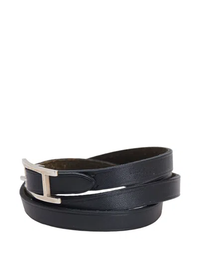 Pre-owned Hermes 2010-2020 Tadelakt Behapi Double Tour Bracelet Costume Bracelet In Blue