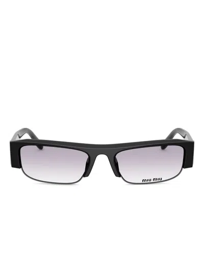 Miu Miu Rectangle-frame Sunglasses In Black