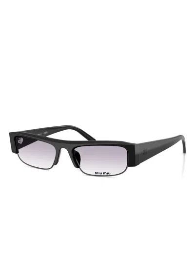 Miu Miu Rectangle-frame Sunglasses In Black