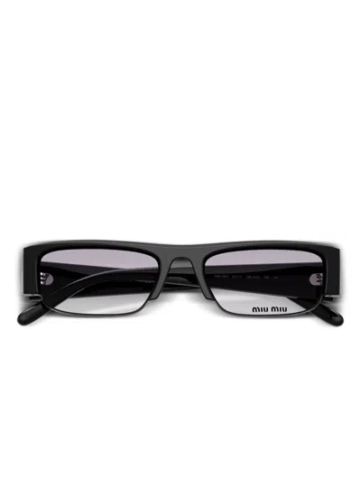 Miu Miu Rectangle-frame Sunglasses In Black