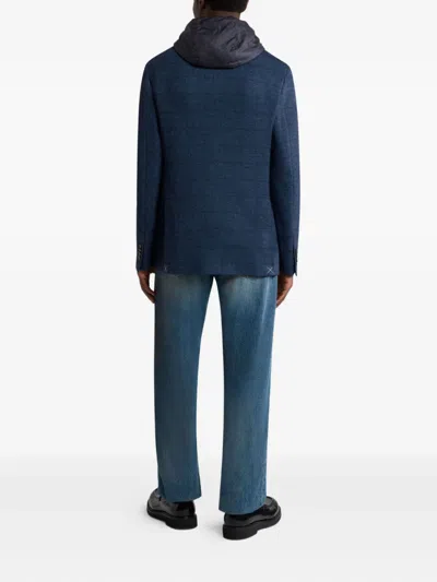 Etro Herringbone Removable-hood Jacket In Multi