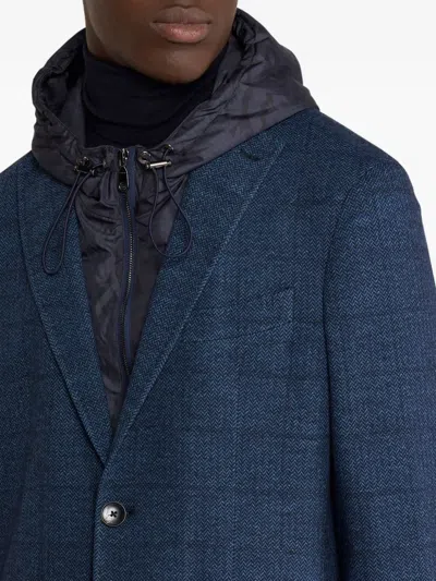 Etro Herringbone Removable-hood Jacket In Multi