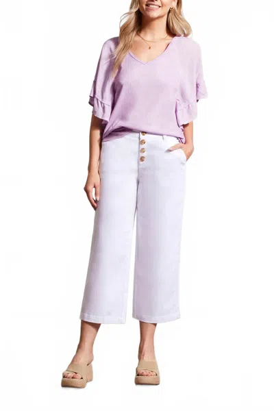 Tribal Audrey Wide Leg Jeans In White In Purple