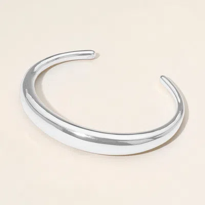Fashnzfab Classic Polished Metal Cuff Bracelet In Silver