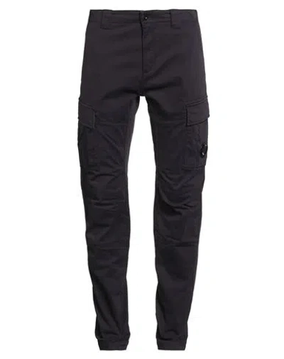 C.p. Company Streamlined Black Cargo Pants With Functional Pockets And Logo Detail In Black