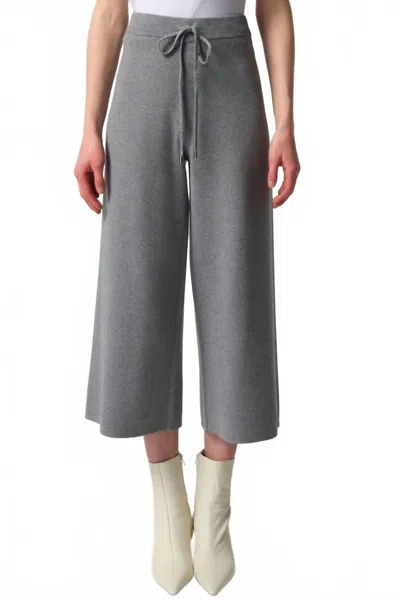 Joseph Ribkoff Drawstring Pull On Cropped Wide-leg Knit Pants In Grey Melange In Gray