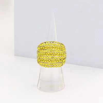 Fashnzfab Rhinestone Pave Stretch Ring In Yellow