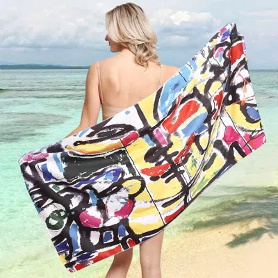 Fashnzfab Abstract Print Beach Towel And Tote Bag In Multi