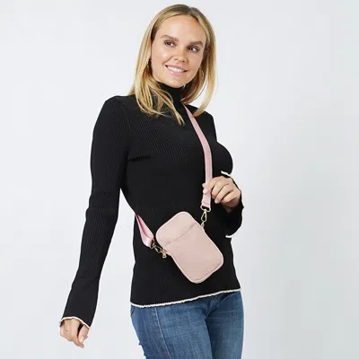 Fashnzfab Wave Quilted Mini Crossbody Bag In Pink