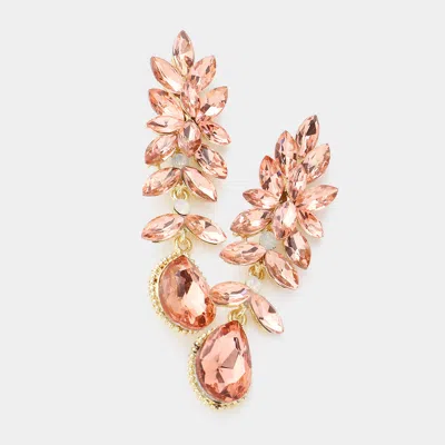 Fashnzfab Crystal Rhinestone Marquise Evening Earrings In Pink