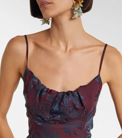 Dries Van Noten Dirios Abstract Jacquard Empire-waist Dress In Purple