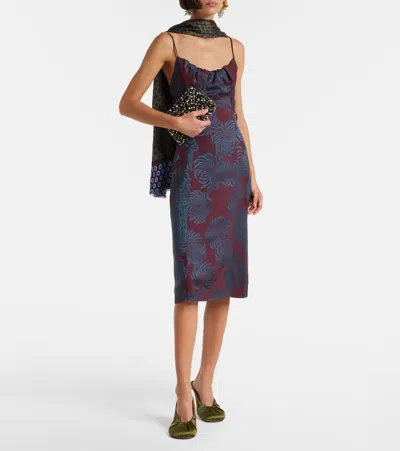Dries Van Noten Dirios Abstract Jacquard Empire-waist Dress In Purple