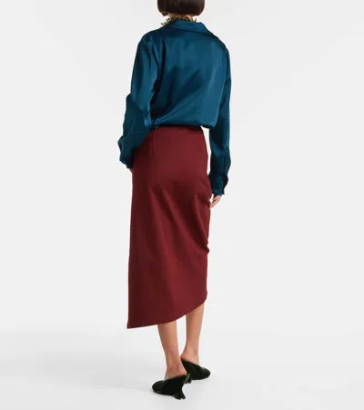 Dries Van Noten High Waist Midi Skirt With Ruffled Detail In Brown