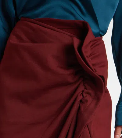 Dries Van Noten High Waist Midi Skirt With Ruffled Detail In Brown