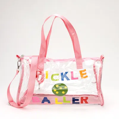 Fashnzfab Pickle Baller Message Printed Transparent Boston Bag / Crossbody Bag In Multi