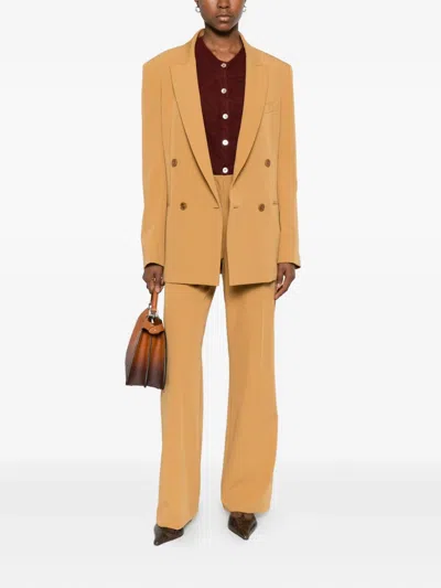 Patrizia Pepe Double-breasted Blazer In Brown