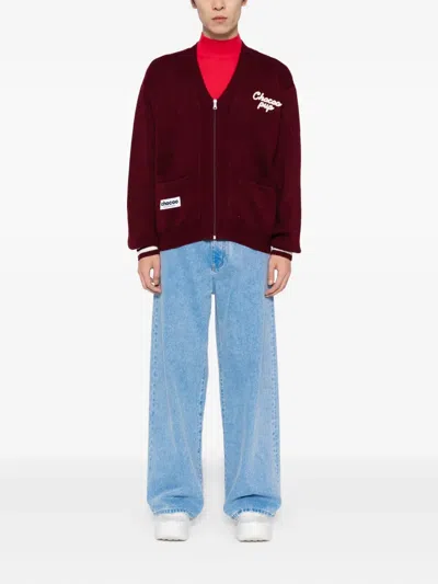 Chocoolate Intarsia-knit Cardigan In Red