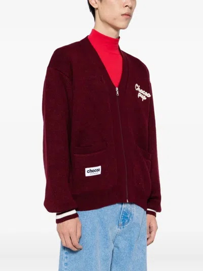 Chocoolate Intarsia-knit Cardigan In Red