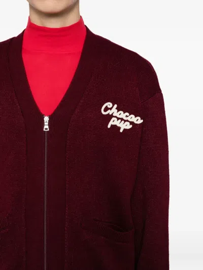 Chocoolate Intarsia-knit Cardigan In Red