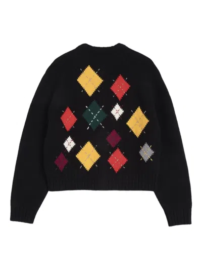 Ymc You Must Create Atomic Argyle Button Cardigan In Black