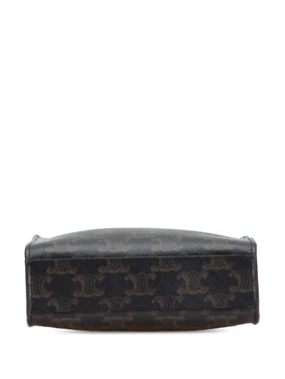 Pre-owned Celine 2000-2025 Mini Triomphe Coated Canvas Vertical Cabas Satchel In Brown