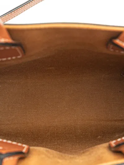 Pre-owned Celine 2000-2025 Mini Triomphe Coated Canvas Vertical Cabas Satchel In Brown